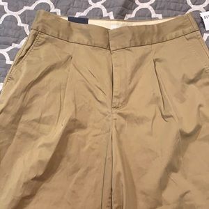 Gap High Rise Pleated Wide Leg Khaki
